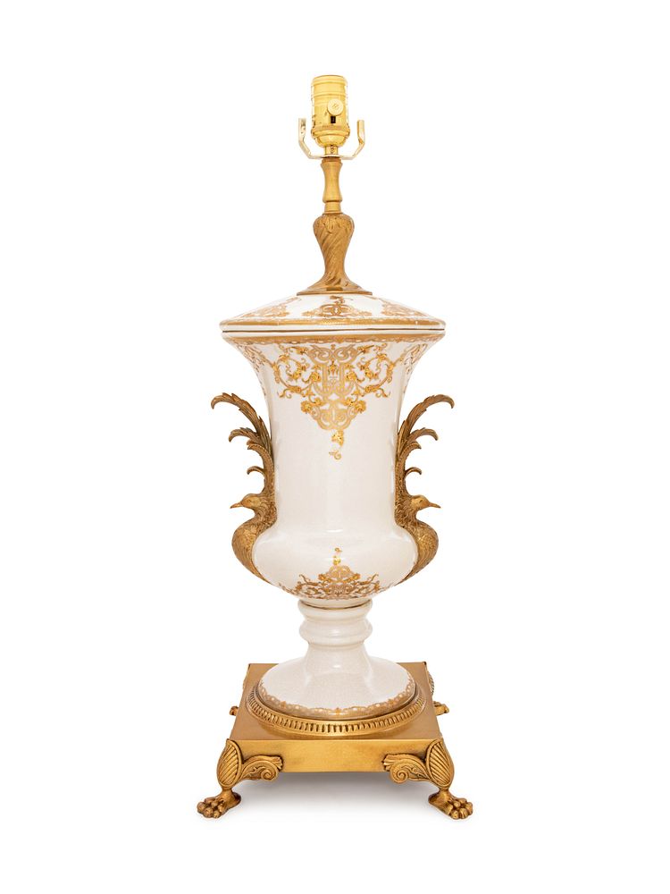 Appraisal: A Sevres Style Gilt Metal Mounted Porcelain Urn Mounted as