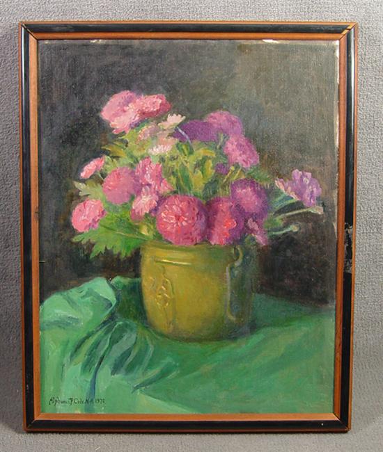 Appraisal: Cole Alphaeus P - Oil on board table still life