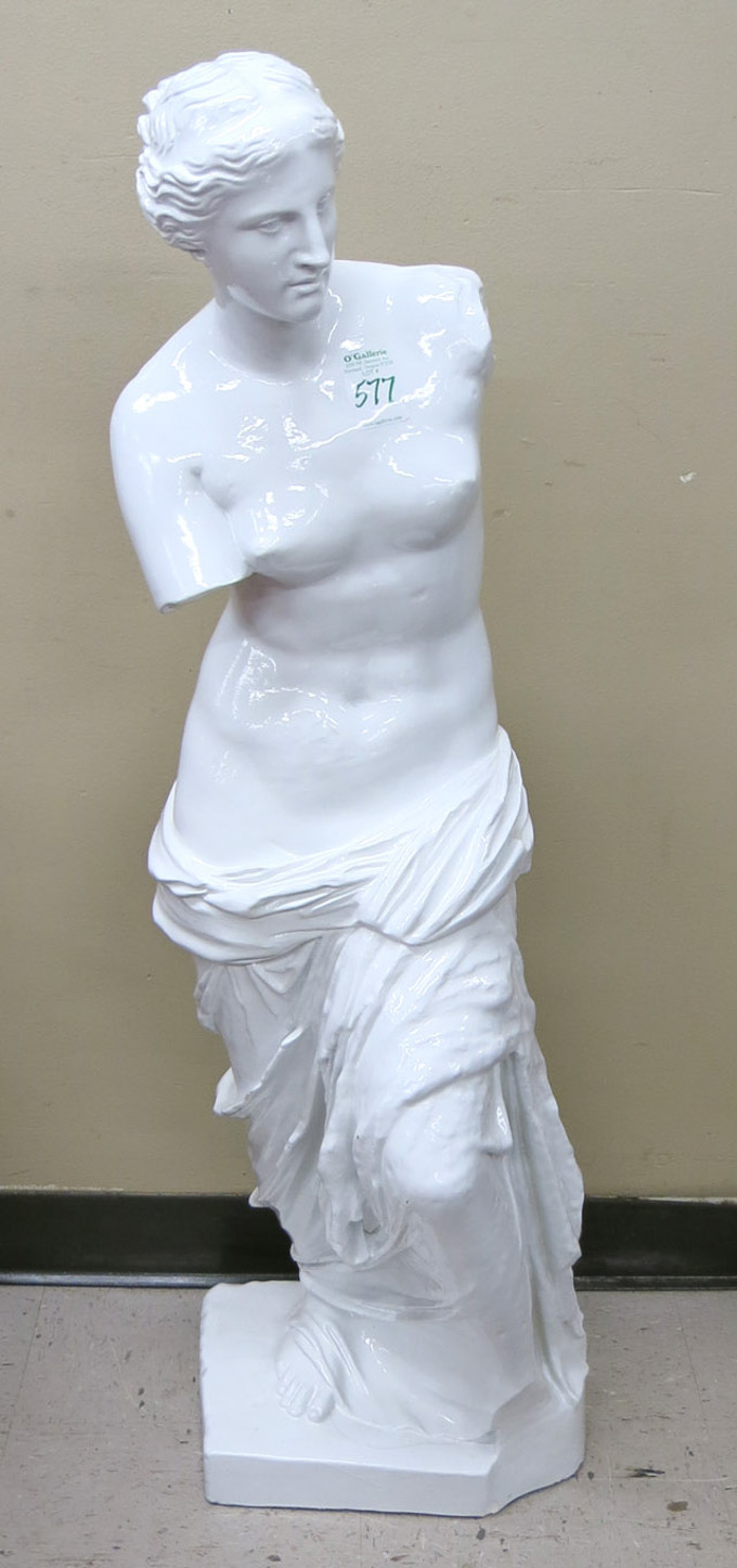 Appraisal: CLASSIC WHITE GLAZED PLASTER STATUE Aphrodite of Milos aka Venus