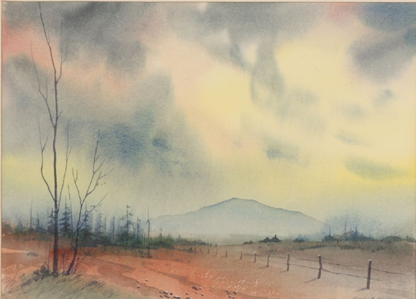 Appraisal: Floyd D Hopper American - landscape at dusk watercolor x