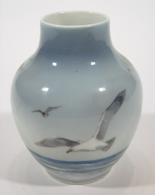 Appraisal: Royal Copenhagen porcelain vase hand painted with seagulls factory marks