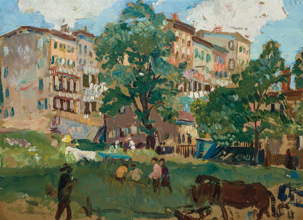 Appraisal: GIFFORD BEAL American - Backyard Row Houses oil on board