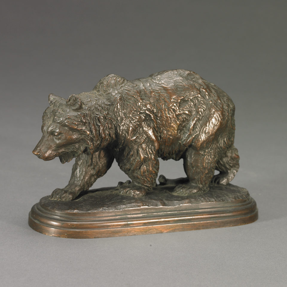 Appraisal: WALKING BEAR Isadore Jules Bonheur French - patinated bronze signed