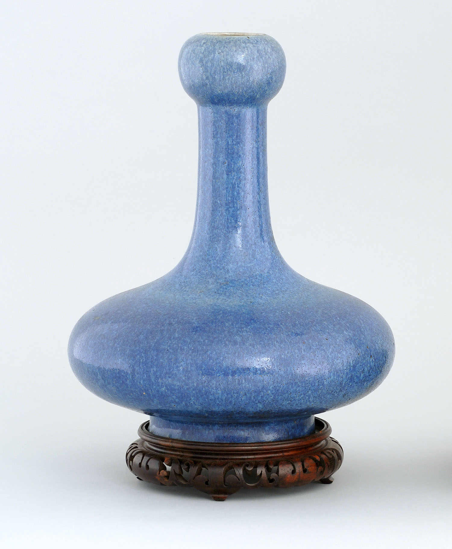 Appraisal: BLUE JUN GLAZE PORCELAIN VASE th CenturyIn squat form with