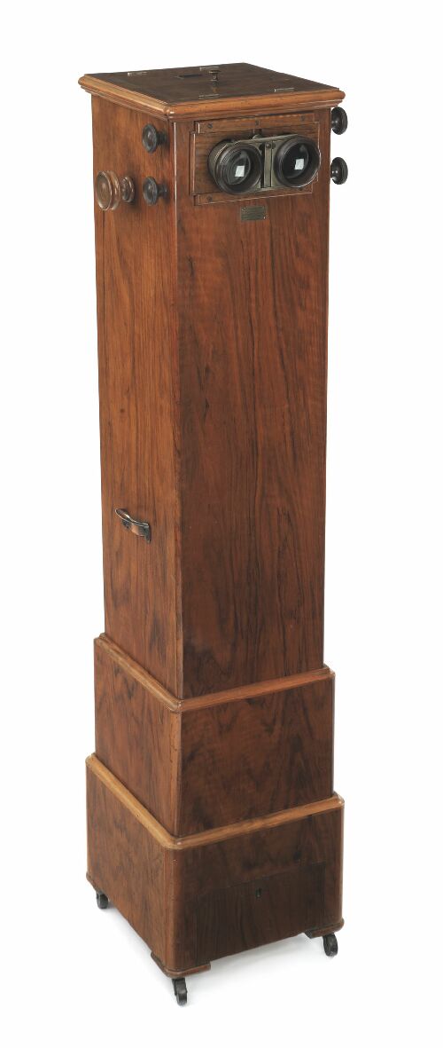 Appraisal: A late Victorian walnut floor standing stereoscopic viewer by J