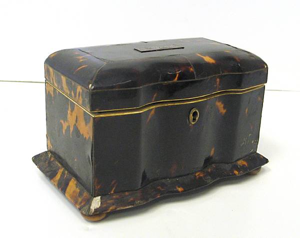 Appraisal: A Victorian tortoiseshell tea caddy second quarter th century The