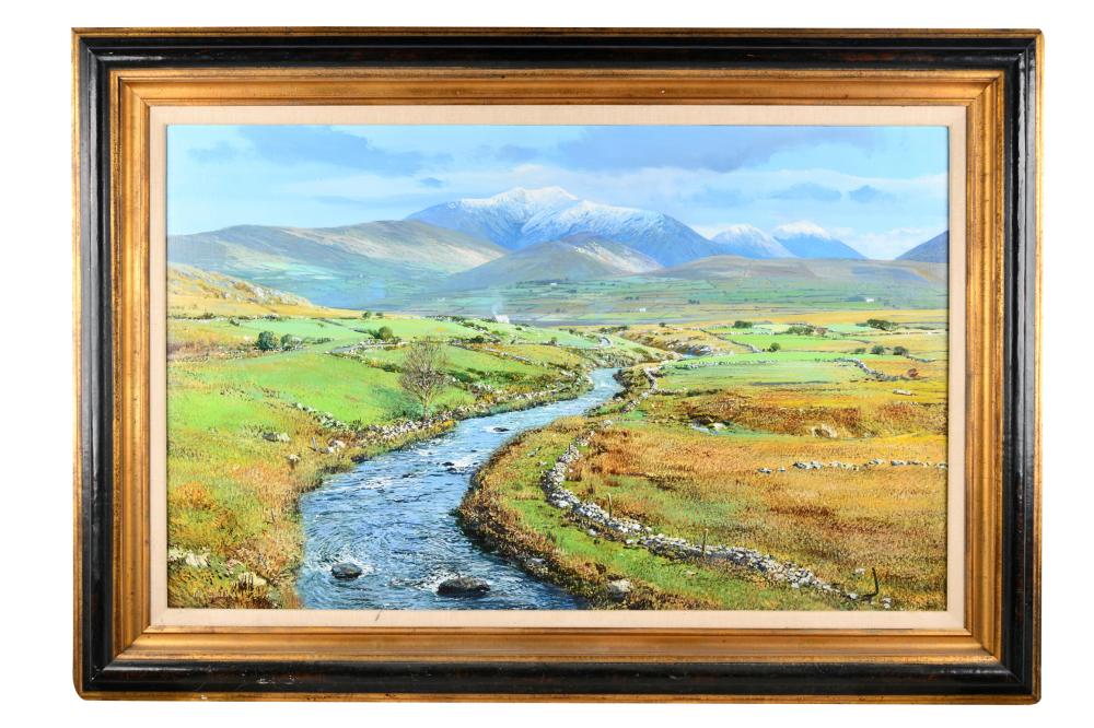 Appraisal: PETER ELLENSHAW - RIVER LANDSCAPE oil on canvas signed and