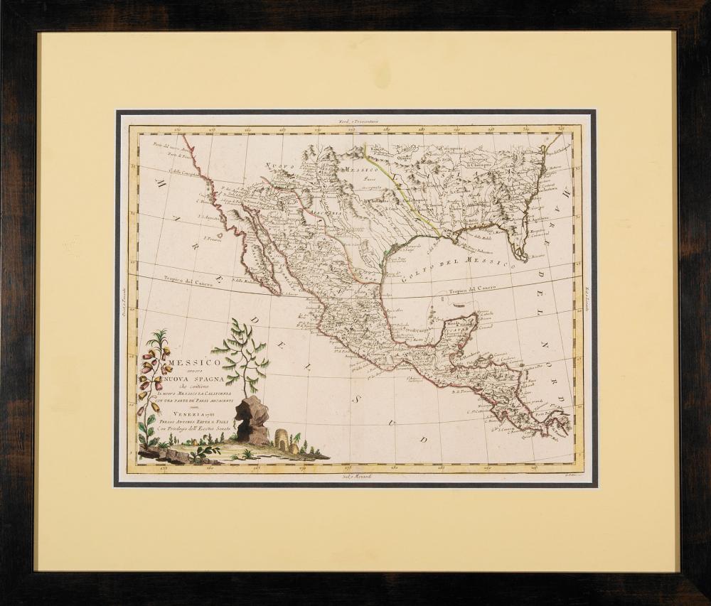 Appraisal: Hand-Colored Map of Mexico and New Spain Antonio Zatta Venice