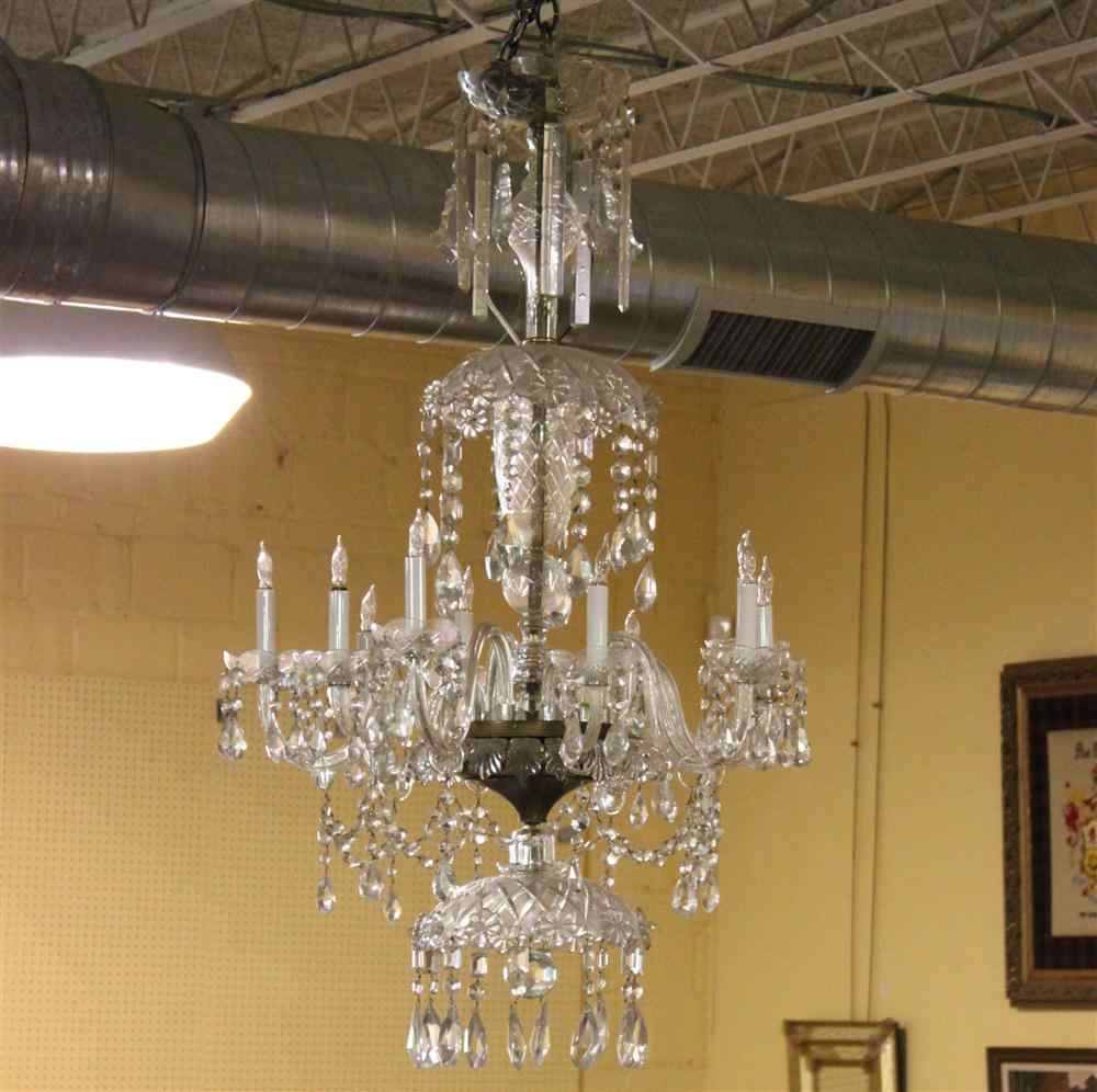 Appraisal: ELONGATED TEN-LIGHT CRYSTAL CHANDELIER h in