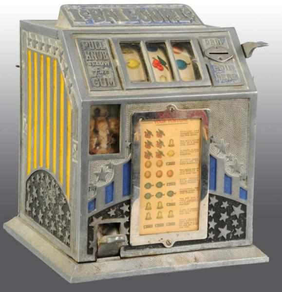 Appraisal: One-Cent Coin-Op Gum Ball Slot Machine Description Includes gum dispenser