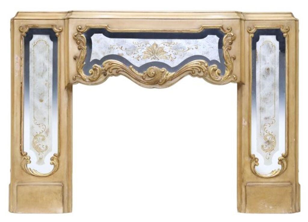 Appraisal: Architectural French Louis XV style lacquered fireplace surround Louis Midavaine