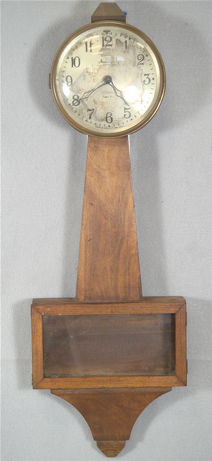 Appraisal: Ingraham time only Saybrook day banjo clock missing finial Estimate