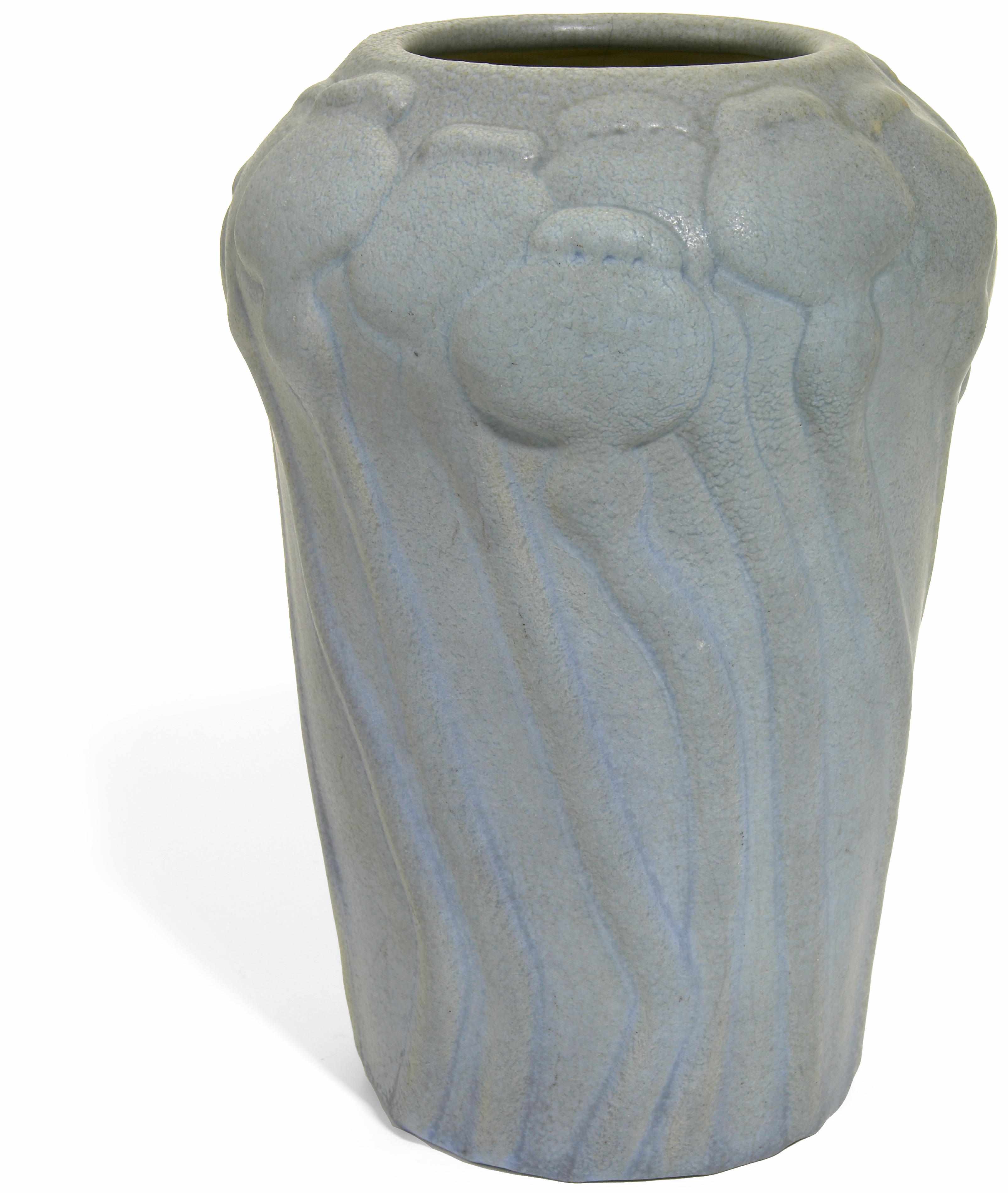 Appraisal: A Van Briggle blue glazed earthenware poppy pod vase shape