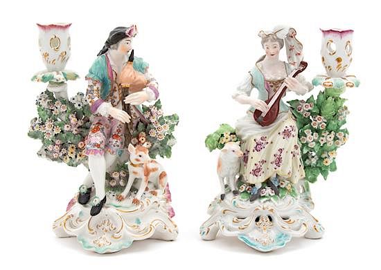 Appraisal: A Pair of Bow Porcelain Figures of Musicians Height inches