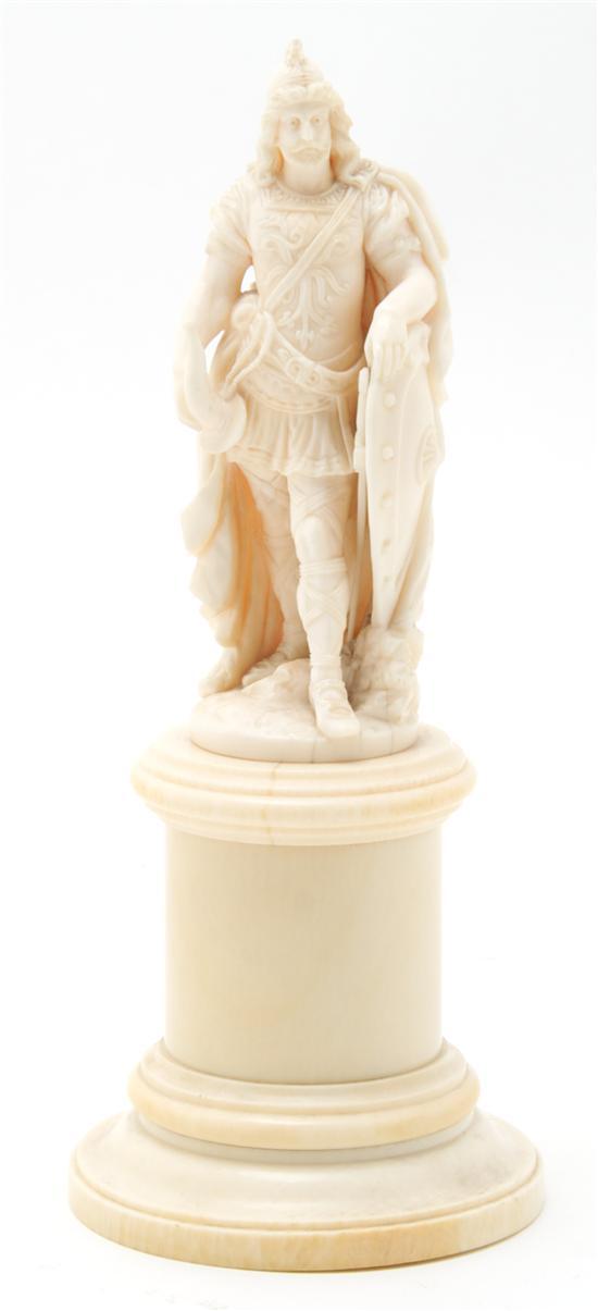 Appraisal: Continental Carved Ivory Figure depicting a Germanic warrior with a