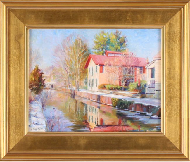 Appraisal: Bright Winter Day New Hope oil on canvas x SLL