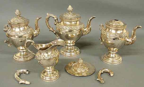 Appraisal: R W Wilson coin silver tea service th c to