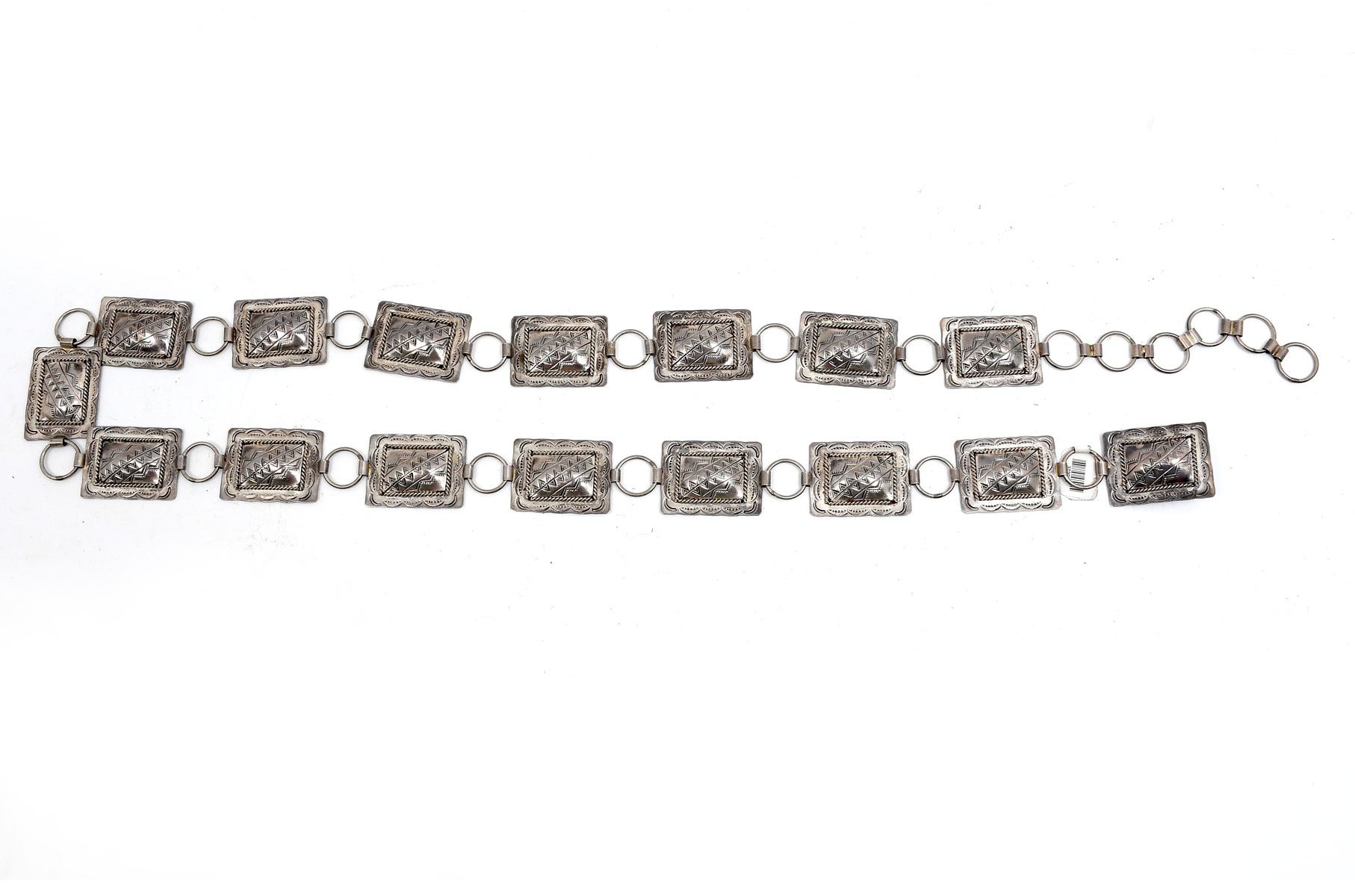 Appraisal: NAVAJO STERLING CONCHO LINK BELT BY BEN YAZZIE Vintage Navajo