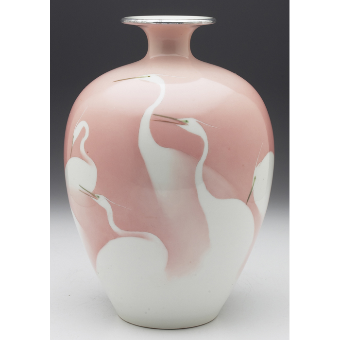 Appraisal: Makuso Kozan vase c large bulbous porcelain shape pink with