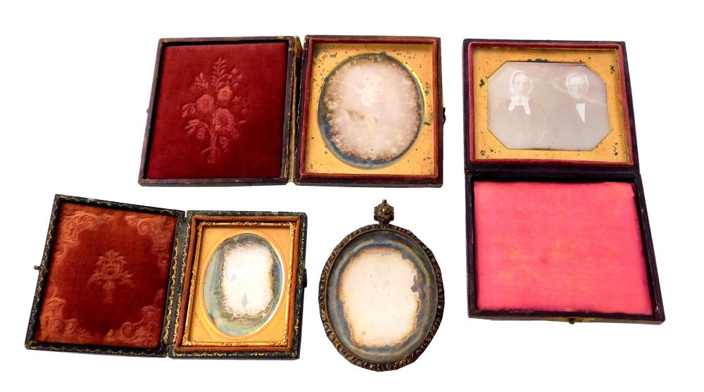 Appraisal: Early photography four cased daguerreotypes c details include early photography