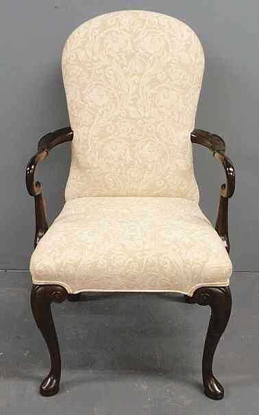 Appraisal: Kittinger Queen Anne style mahogany lolling chair h x w