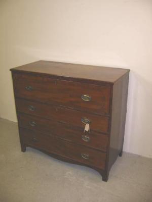 Appraisal: A GEORGE III MAHOGANY SECRETAIRE CHEST crossbanded with stringing secretaire