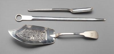 Appraisal: Three pieces English silver fish server openwork shell blade Morris