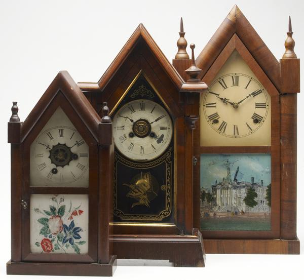 Appraisal: AMERICAN STEEPLE CLOCKS Three by E N Welch and Jerome