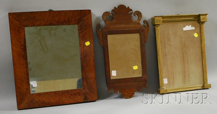 Appraisal: Three Assorted Small Mirrors a tiger maple veneer a Federal