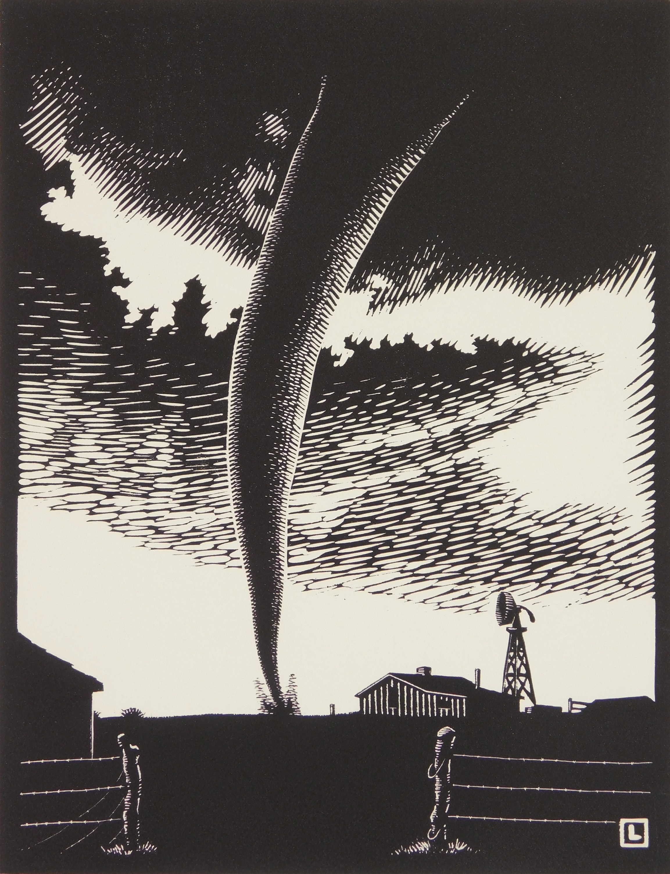 Appraisal: Herschel Logan - Tornado''- woodcut signed and titled in pencil