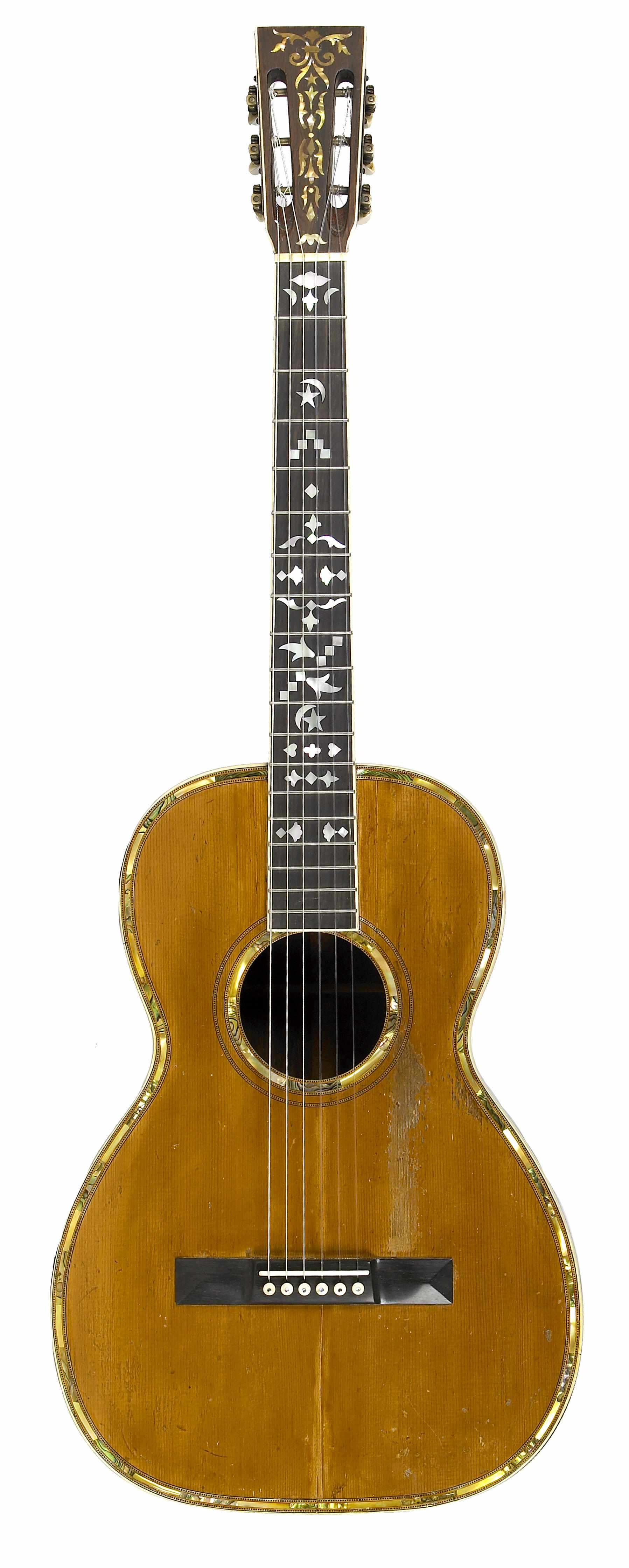 Appraisal: CARL SANDBURG'S GUITAR Acoustic parlor guitar by Bauer spruce and