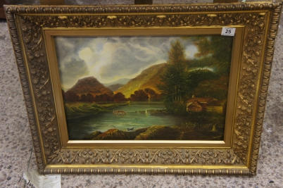 Appraisal: Oil Painting on Canvas Landscape Scene by Potteries Artist signed