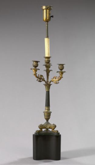 Appraisal: Louis-Philippe Bronze Three-Light Candelabrum second quarter th century in the