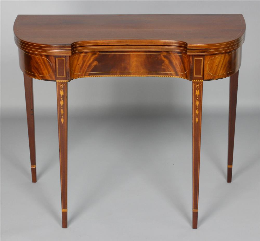 Appraisal: FEDERAL STYLE INLAID MAHOGANY CARD TABLE the rectangular hinged top