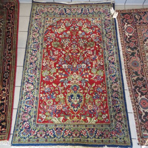 Appraisal: Tabriz Persian Handmade Rug elaborate floral red field ' x