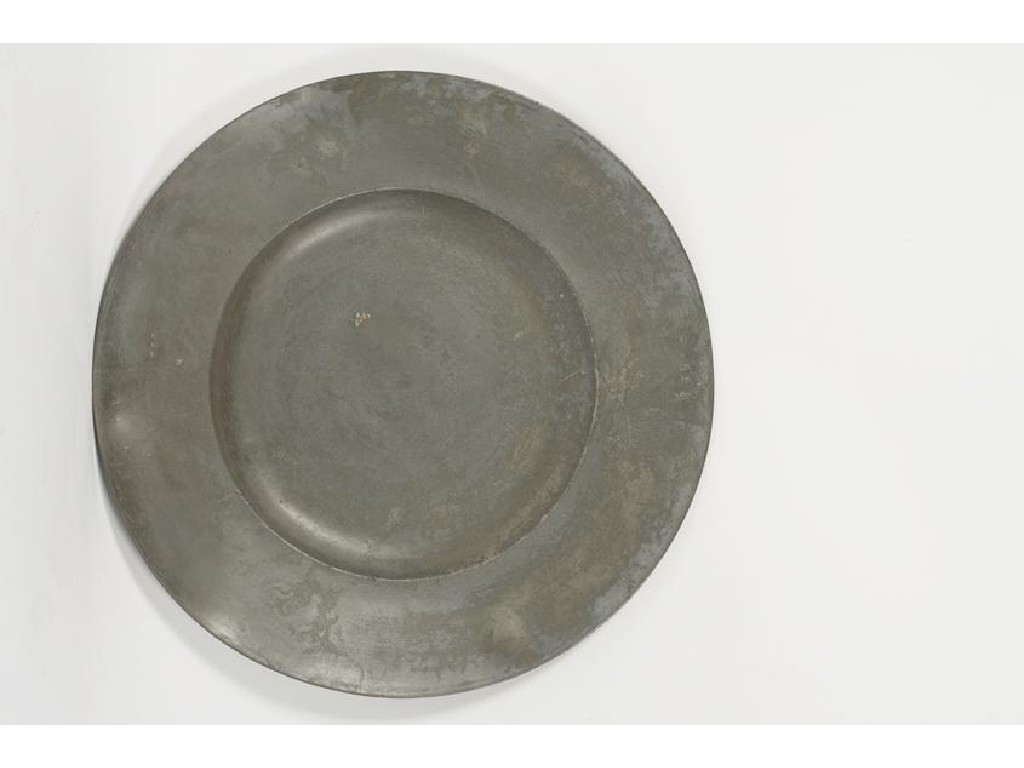 Appraisal: A CHARLES I PEWTER BROAD-RIM CHARGER engraved with the arms