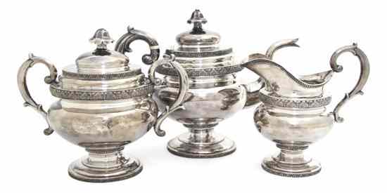 Appraisal: An American Coin Silver Tea Service Marquand Brother Tea Set