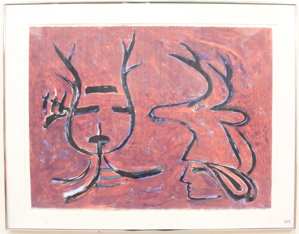 Appraisal: BYRON GARDNER Oregon - two lithographs Deer Dancer and Red