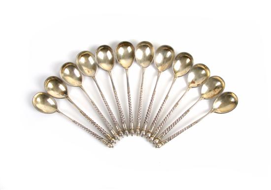 Appraisal: A Group of Twelve Russian Sterling Silver Demitasse Spoons Length