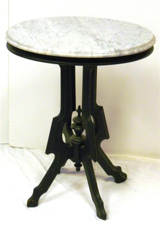 Appraisal: Victorian marble top stand white oval top on quadriped base