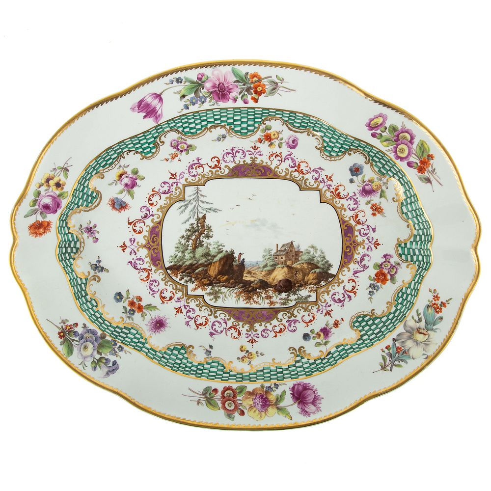 Appraisal: Furstenberg Porcelain Platter th century shaped platter with painted center