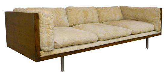 Appraisal: Milo Baughman sofa by Thayer Coggin c rosewood original cloth