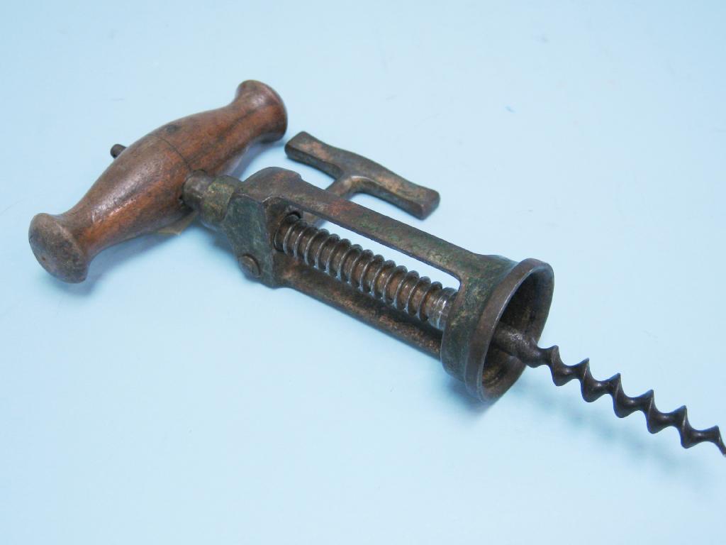 Appraisal: A th Century rack and pinion Corkscrew in