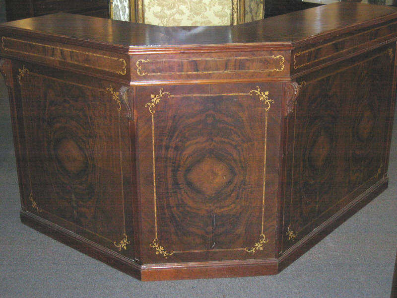 Appraisal: FRENCH DESIGN INLAY CORNER BAR UNIT The L form top