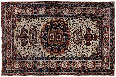 Appraisal: Persian rug central medallion with pendants on ivory ground probably