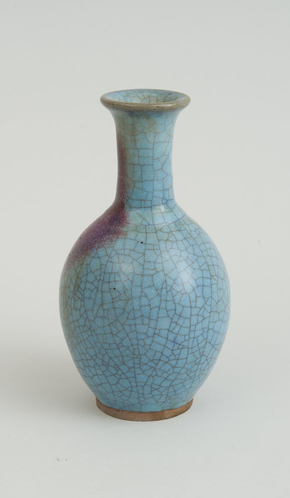 Appraisal: CHINESE CRACKLE JUN YAO GLAZED BALUSTER-FORM VASE in Provenance Sold