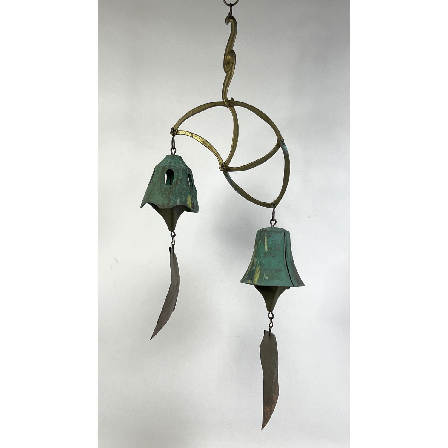 Appraisal: HARMONY HOLLOW Cast Bronze Wedding Bells Wind Chimes Two Bells