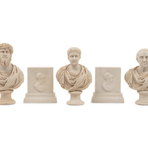 Appraisal: Three Composition Busts and a Pair of Bookends th Century