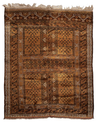 Appraisal: Ensi Rug Turkman early th century repeating hook panels on