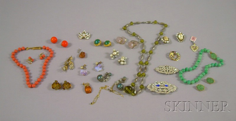 Appraisal: Group of Costume Jewelry including a Swarovski mask brooch a